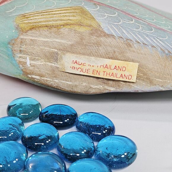 Vtg Nautical Hand Carved Wooden Tropical Fish Figurine Hand Painted 3D Sculpture - Picture 8 of 12